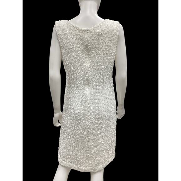 Escada Dress Women’s SZ 12 Sheath Style Sleeveless Boucle Midi Back Zipper White - Picture 3 of 4